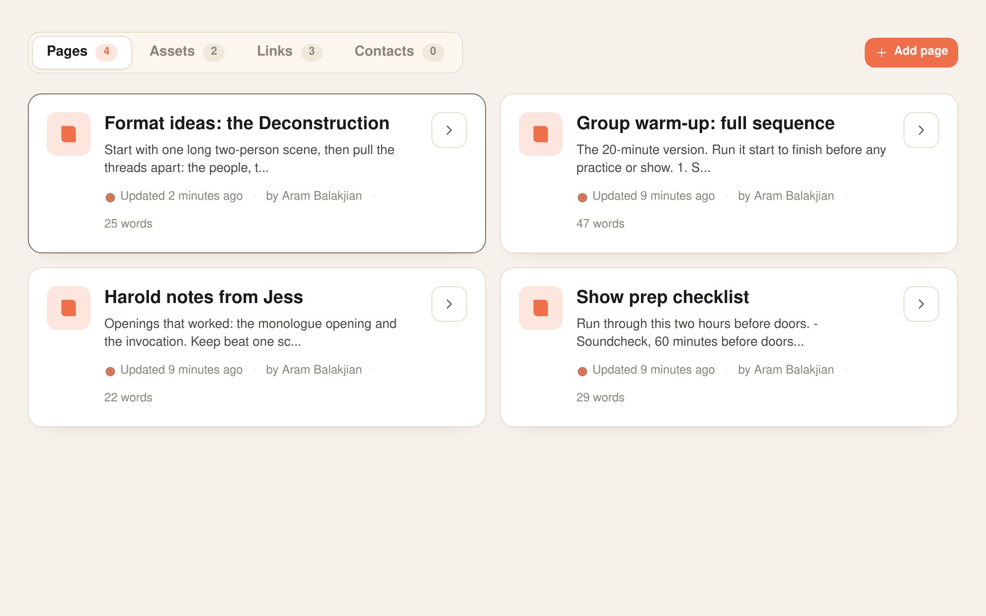 Screenshot: Team resources